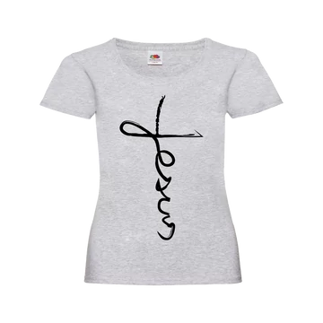 Jesus Kereszt Felirat Női szürke póló