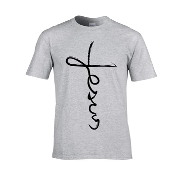  Jesus Kereszt Felirat szürke póló