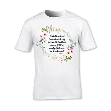 2 Mózes 20,12 virágos fehér póló