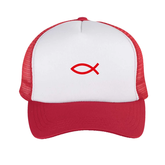 Halas Ikhthüsz white/red trucker baseball sapka